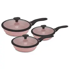VALESKA - Juego de Sartenes de Roca Volcánica VL-FPSB6 Rosa