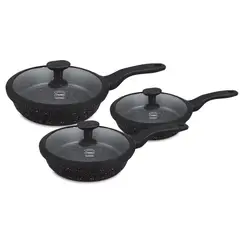 VALESKA - Juego de Sartenes de Roca Volcánica VL-FPSB6 Negro