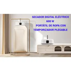 GENERICO - SECADOR DE ROPA PORTÁTIL DIGITAL 600W COMPACTA TEMPORIZADOR