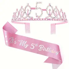 GENERICO - CORONA VINCHA DE CUMPLEAÑOS PARA NIÑA EDAD DE 5 AÑOS