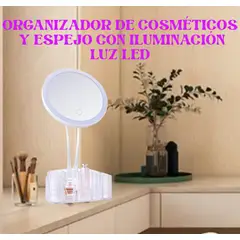GENERICO - ORGANIZADOR ACRÍLICO DE COSMÉTICOS CON ESPEJO LUZ LED
