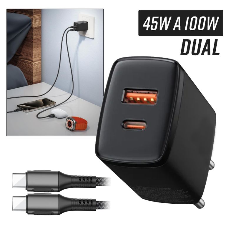 Cargador para Samsung 45w a 100w Carga Rapida Duo Usb Tipo C