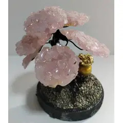GENERICO - ARBOLITO DE LA FELICIDAD BONSAI MEDIANO CON PIEDRAS DE CUARZO ROSA