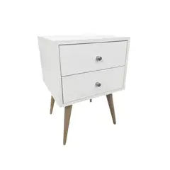 GENERICO - Velador Melamina Vintage Blanco 2 Cajones