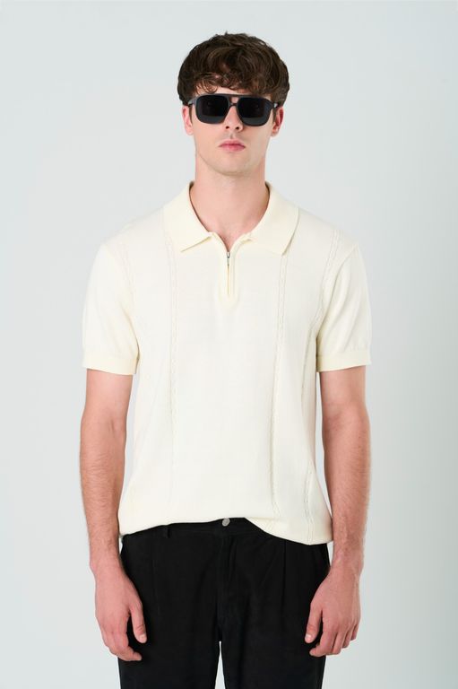 Vélez Polo Tropical Manga Corta Hombre Semi Fitted Crema