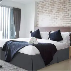 GENERICO - FALDON DE TARIMA 2 PLAZAS ELEGANCE DRILL GRIS OSCURO 30CM