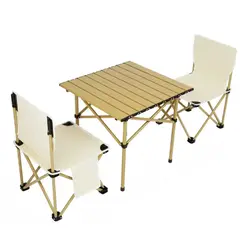 INSPIRA MARKET - Mesa plegable para picnic camping portátil con 2 sillas