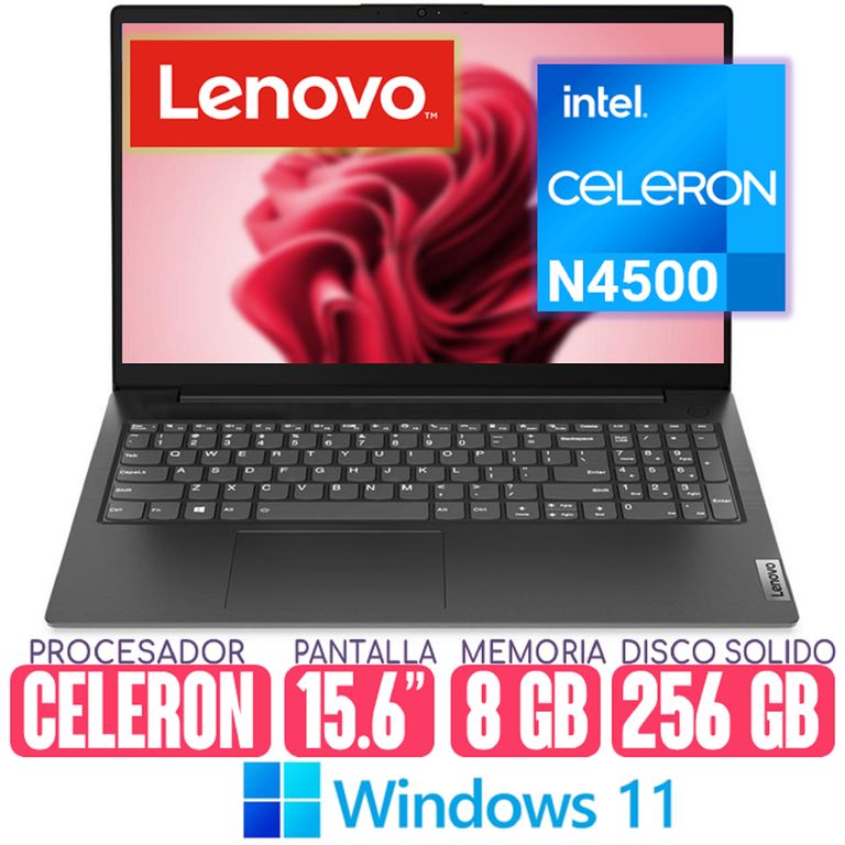 Laptop Celeron N4500 SSD 256gb RAM 8gb Pantalla 15.6 Windows 11 V15 G2