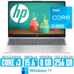 HP - Laptop Core i3-N305 SSD 256gb RAM 8gb Pantalla 15.6 windows 11 15-Fd0004la