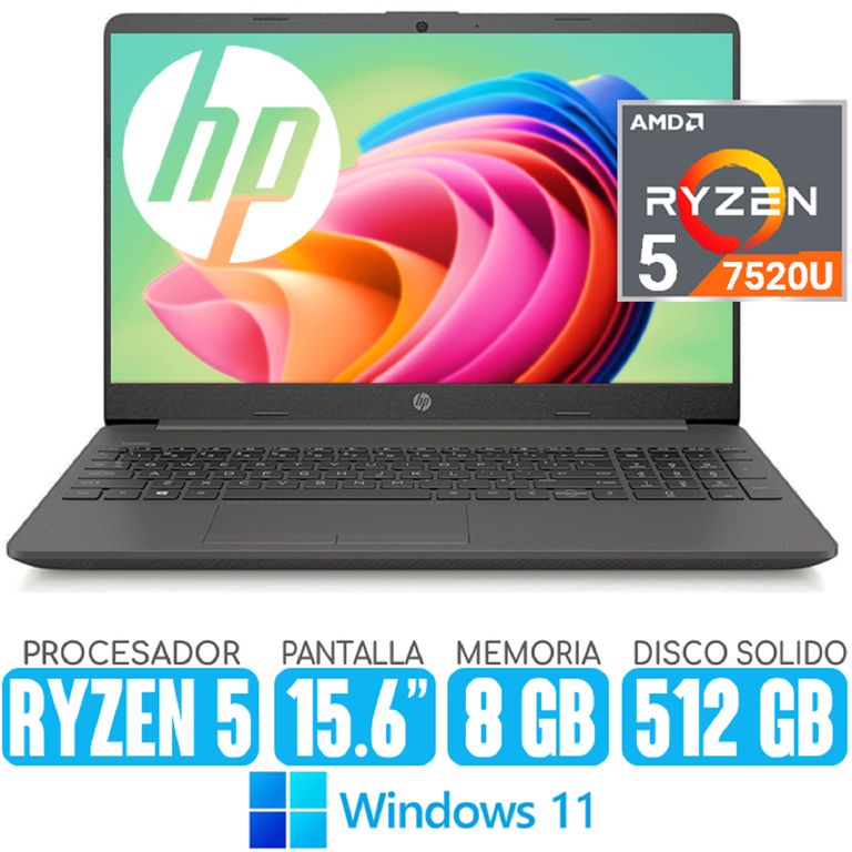 Laptop Ryzen 5-7520U SSD 512gb RAM 8gb Pantalla 15.6 windows 11 255 G10
