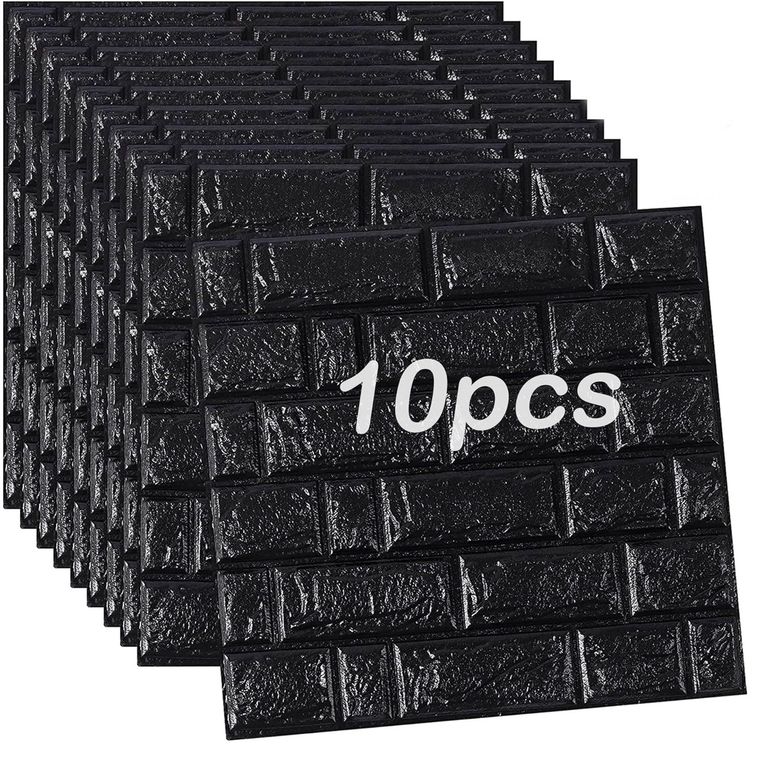 Papel Tapiz Negro 3D Pegatinas de Pared por 10 Unidades