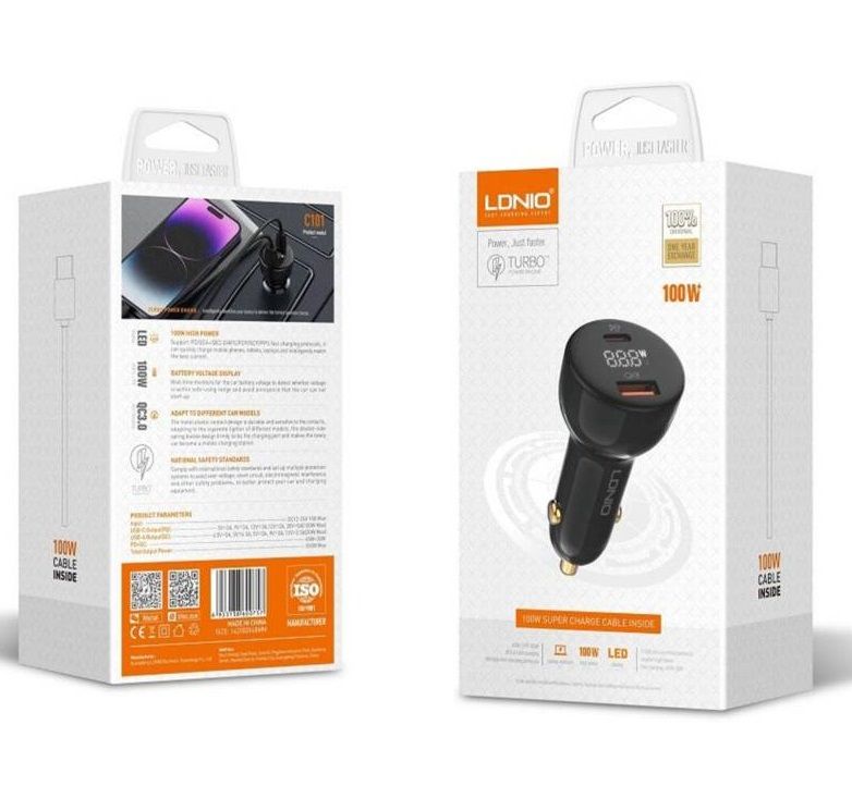 Cargador auto 100w Incluye Cable De 100w Tipo-C C101