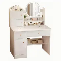 ANYHOGAR - Tocador Multifuncional Con Espejo Led Con Cajas sólo Mesa