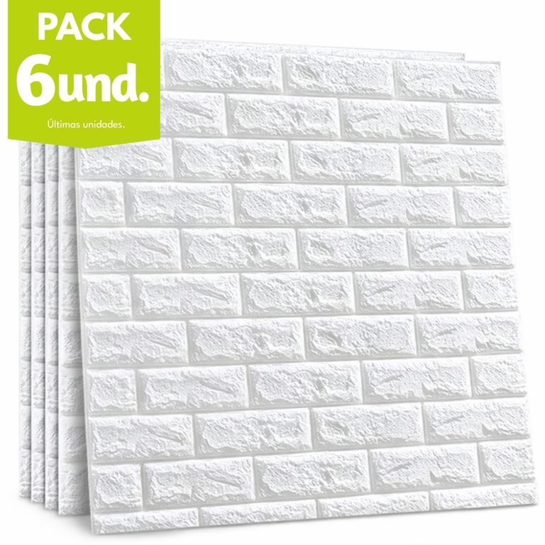 Pack x6 Papel Tapiz Espuma 3D Pegatina Autoadhesiva de Pared 77x70CM