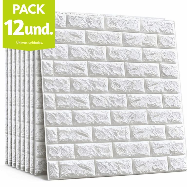 Pack x12 Papel Tapiz Espuma 3D Pegatina Autoadhesiva de Pared 77x70CM