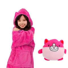 GENERICO - Poleron Peluche Infantil Huggle Pets para Niñas Gato Rosa