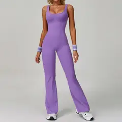 TIOZONEY - Mono deportivo sin mangas para mujer-Morado