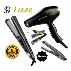 LIZZE - PLANCHA EXTREME Y SECADORA SUPREME DE CABELLO + MINI PLANCHA + CEPILLO TERMICO