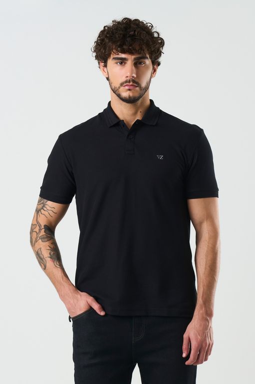 Vélez Polo Manga Corta Essential Para Hombre Textura Negro