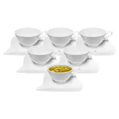 HYGGE - Set de 6 Tazas y Plato de Cerámica Lisa 200 ml