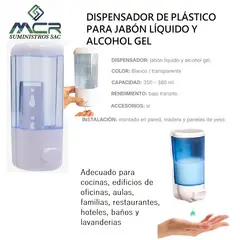 GENERICO - DISPENSADOR DE PLASTICO PARA JABON LIQUIDO Y ALCOHOL GEL