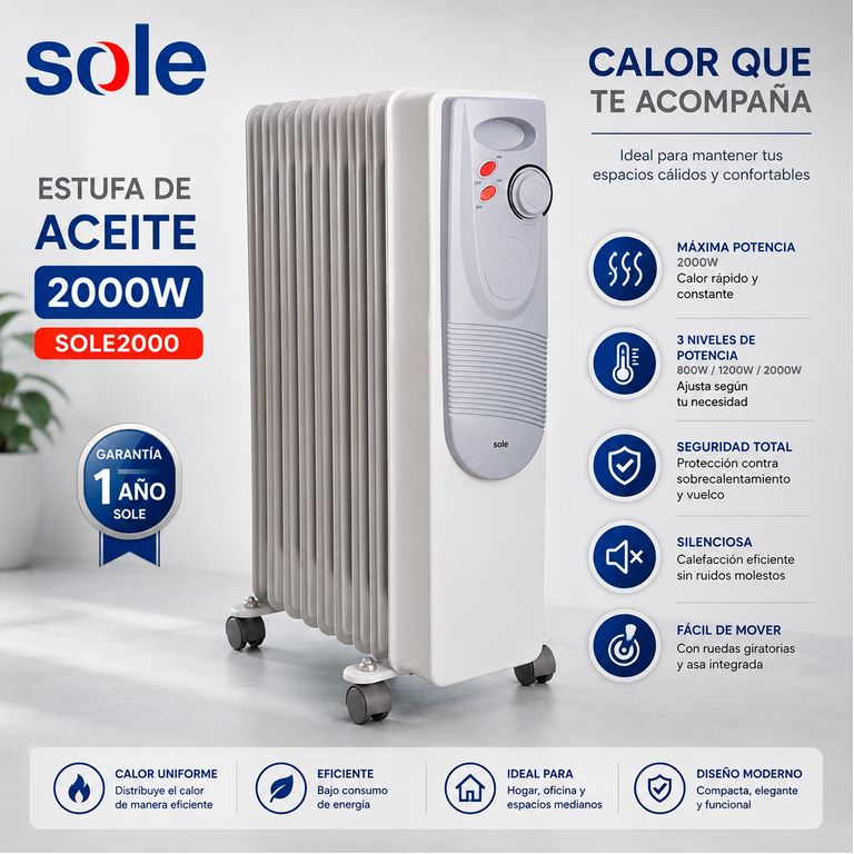 ESTUFA DE ACEITE 2000W - SOLE2000