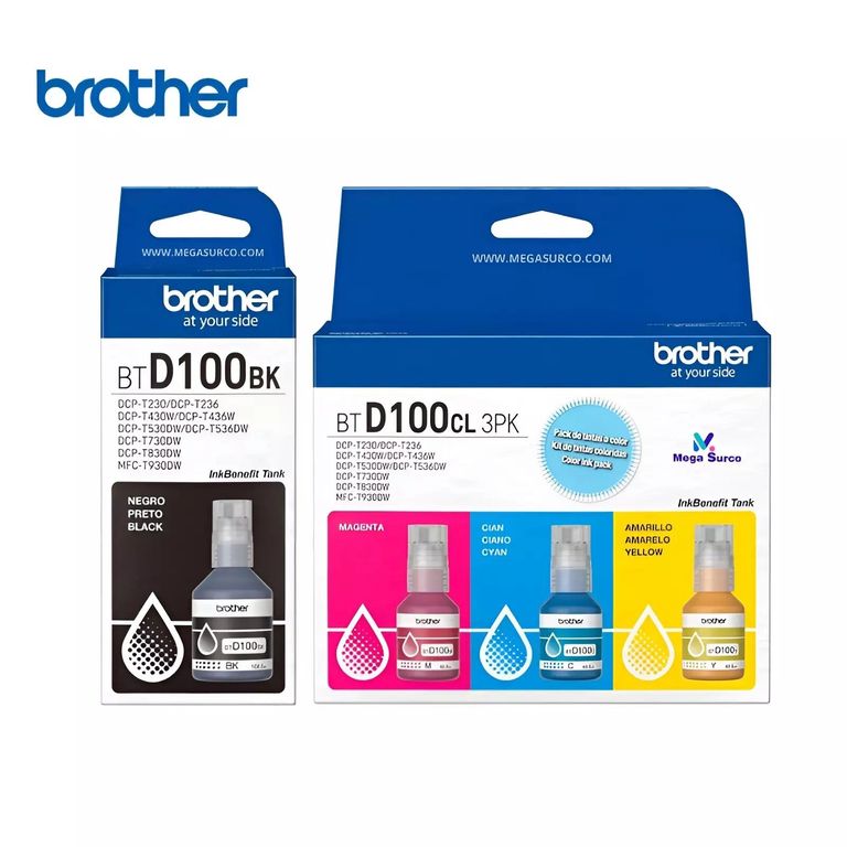 Kit Tinta BTD100BK Negro BTD100CL 3PK Cian Magenta Amarillo