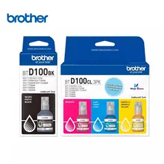 BROTHER - Kit Tinta BTD100BK Negro BTD100CL 3PK Cian Magenta Amarillo