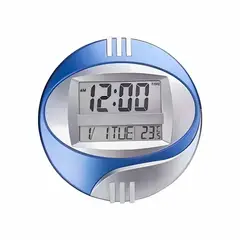 GENERICO - Reloj Digital de Pared y Escritorio Circular Azul Plateado