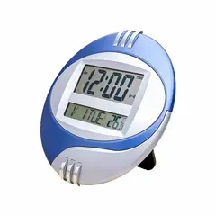 GENERICO - Pack2 Reloj Digital de Pared y Escritorio en Azul y Plateado