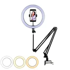 GENERICO - Soporte para Escritorio Mesa Plegable con Aro Led Luz 10 Pulgadas