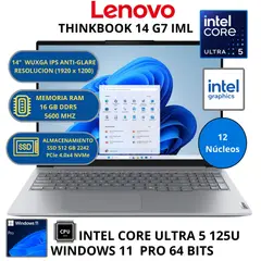 LENOVO - Laptop THINKBOOK 14 G7 IML INTEL ULTRA 5 -RAM 16GB SSD 512 GB 14" WUXGA WINDOWS 11