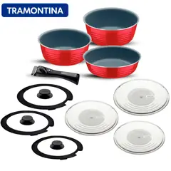 TRAMONTINA - Juego Olla Multiuso Rojo X 10 piezas