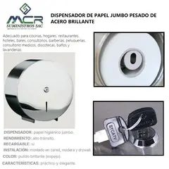 GENERICO - DISPENSADOR DE PAPEL JUMBO PESADO DE ACERO BRILLANTE
