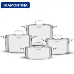 TRAMONTINA - Juego de Batería de Ollas Grano x8 Piezas Acero Inoxidable