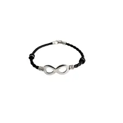 JOYERIA D'PILMER - PULSERA CUERO INFINITO NEGRO