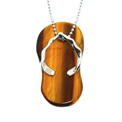 LUCYANA JOYAS Y ACCESORIOS - Collar para Mujer de Sandalia con Ojo de Tigre Marrón - Joyas Lucyana