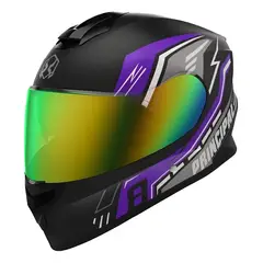 GENERICO - CASCO REVOX MOTO LILA CERTIFICADO DOBLE VISOR MATE