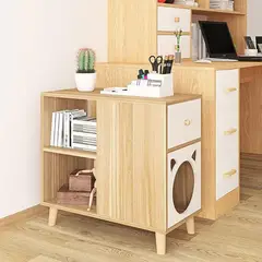 TU MESITA - Mesa Lateral con Espacio para Gato Moderno Cooper PanelaBlanco