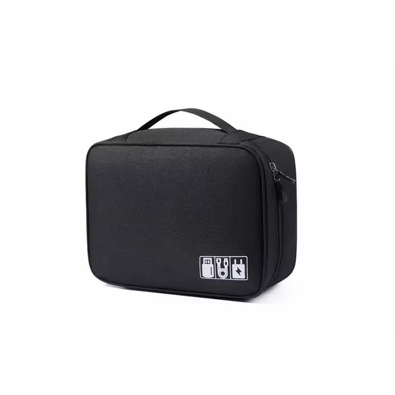 Estuche Organizador Porta Cable-Cargador-Auricular Grande-Negro