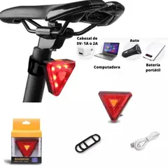GENERICO - Luz Trasera para Bicicleta con 5 Luces Recargable