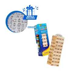 GENERICO - Jenga Juego de Diversion Caja Azul Y+Regalo Stickers