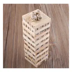 GENERICO - Pack4 Jenga 48 Bloques de Madera Caja Azul Y+Regalo Stickers