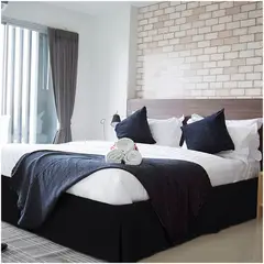 GENERICO - FALDON DE TARIMA QUEEN 160CM x 200CM ELEGANCE DRILL NEGRO 35CM