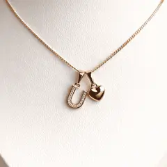GENERICO - Collar Letra U + Corazon bañado en oro rosa 18 kilates