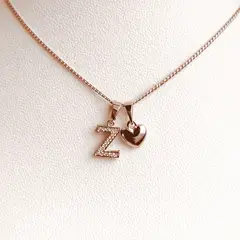 GENERICO - Collar Letra Z + Corazon bañado en oro rosa 18 kilates