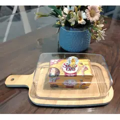 GENERICO - Mantequillera bambu con asa y tapa Acrilica