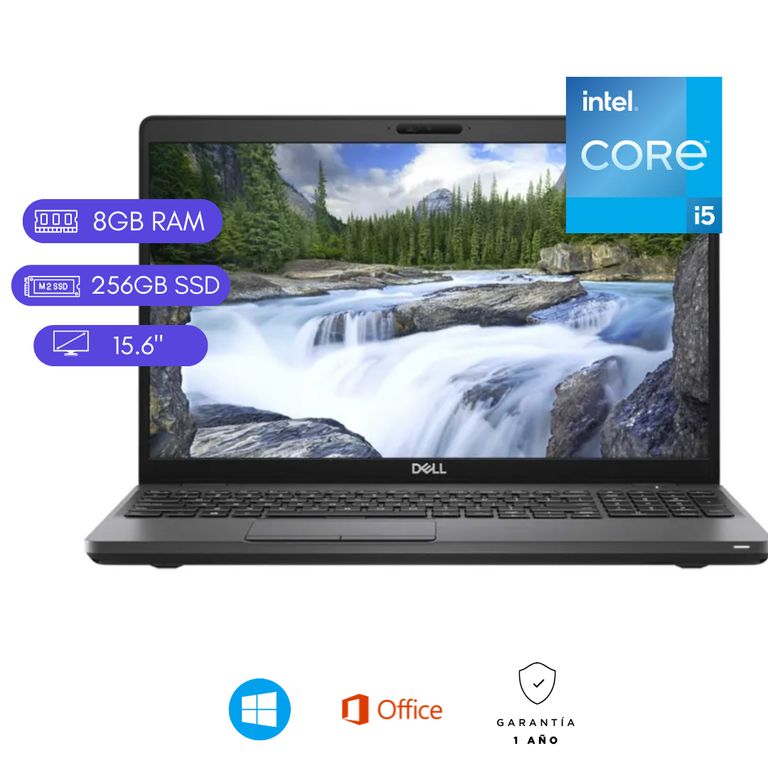 Laptop reacondicionada latitude 5501 core i5 / 9na - 8GB RAM - 256GB SSD - 15.6"