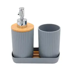 GENERICO - Set de 3 Accesorios para Baño gris