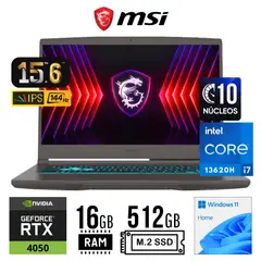 MSI - LAPTOP THIN 15 B13VE INTEL CORE i7-13620H RAM 16GB SSD 512GB RTX 4050 6GB 15.6" FHD WIN 11 HOME